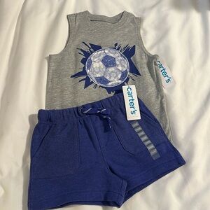 🌲NWT - 24 months/2T matching tank and shorts - soccer